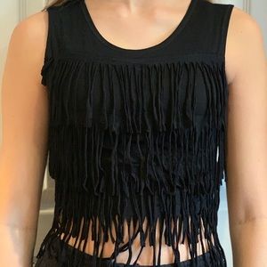 Random hearts fringe tank top size L